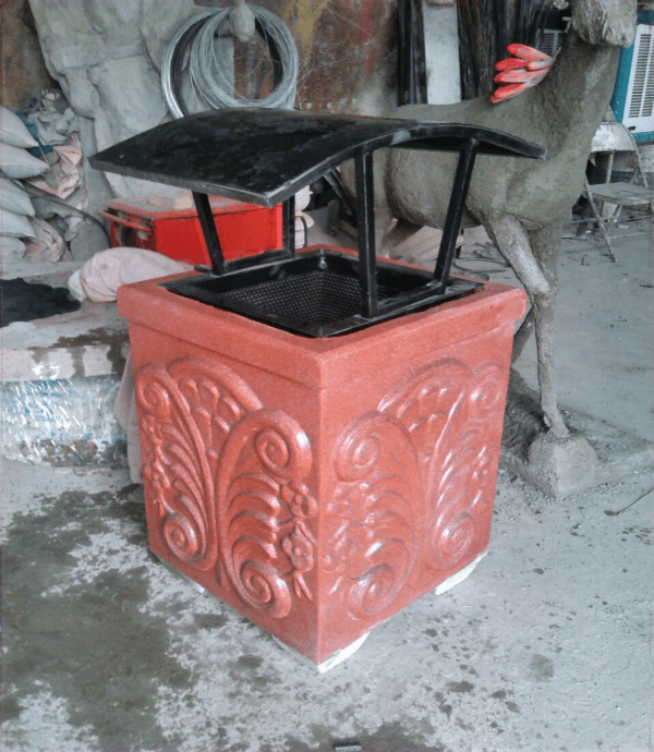 سطل زباله 2 لایه سنگی فلزی